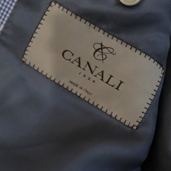 CANALI blue white check plaid blazer wool sport coat preppy old money 40R office - Picture 10 of 11